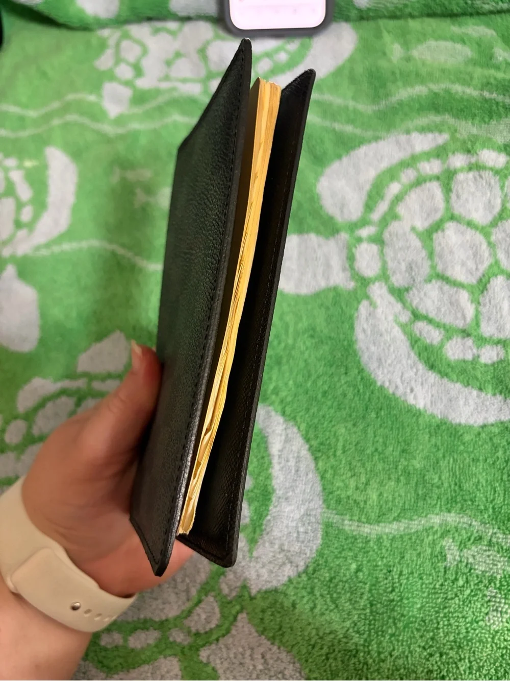 Louis Vuitton Black Leather Cover with Yellow Address Insert